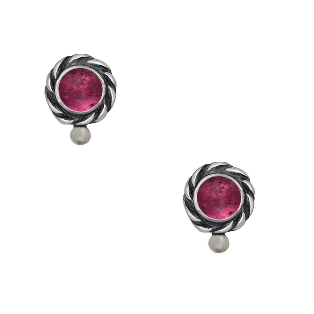 Sterling Silver Petite Pink Tourmaline Post Stud Earrings